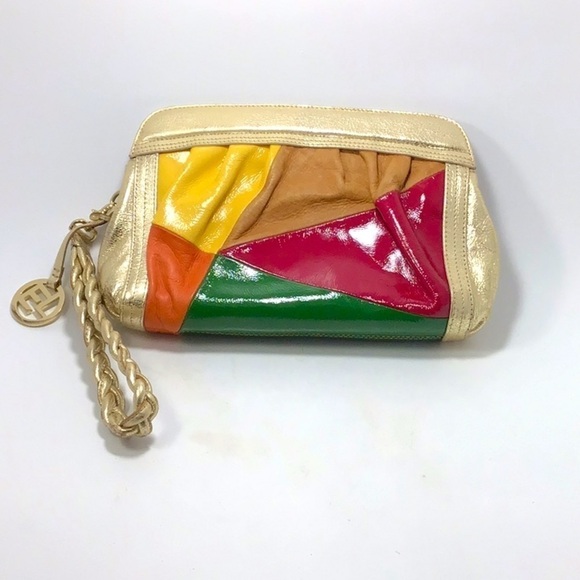 ELLIOTT LUCCA RARE CALYPSO COLORBLOCKED LEATHER CLUTCH - Picture 11 of 11